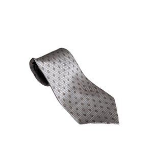 Mario Masotti Mens Silk Necktie Grey Geometric Hand Made Office Gift Fathers Day